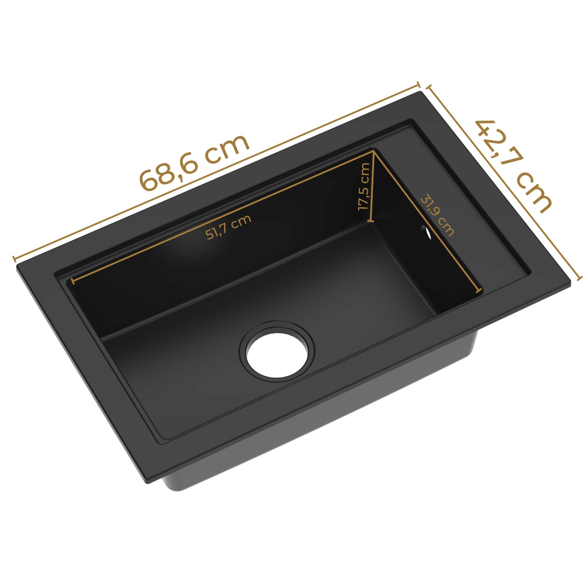 Wymiary - Zlew jednokomorowy Sink Quality Modena